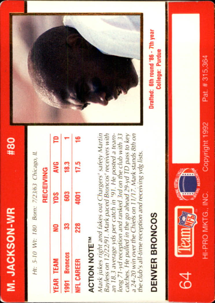 A0627- 1992 Action Packed Football Card #s 1-200 -You Pick- 15+ FREE US SHIP - Picture 125 of 391