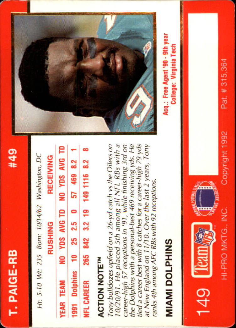 : Football NFL 1986 Topps #97 Tony Paige NM-MT+ RC NY