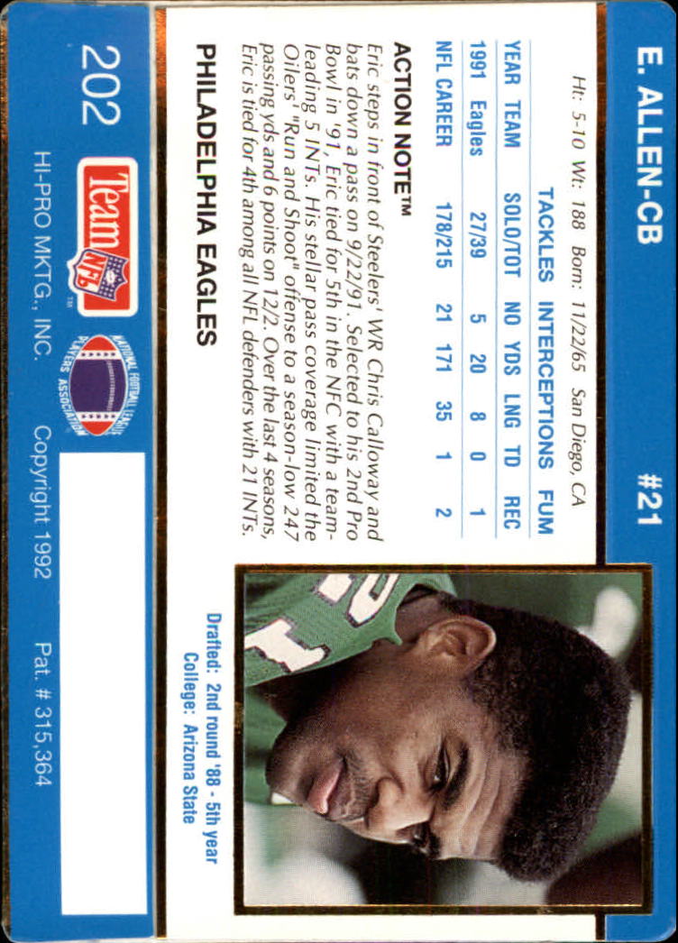 1990 Fleer All-Pros #20 Eric Allen - NM-MT