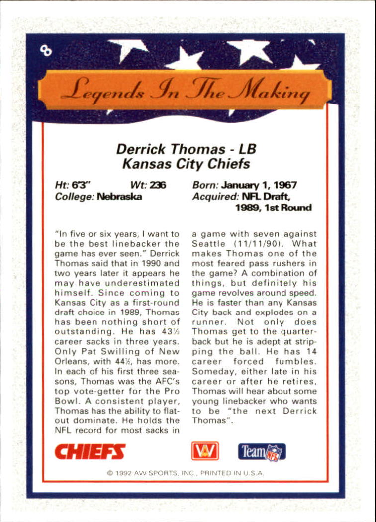 1992 All World #8 Derrick Thomas LM back image