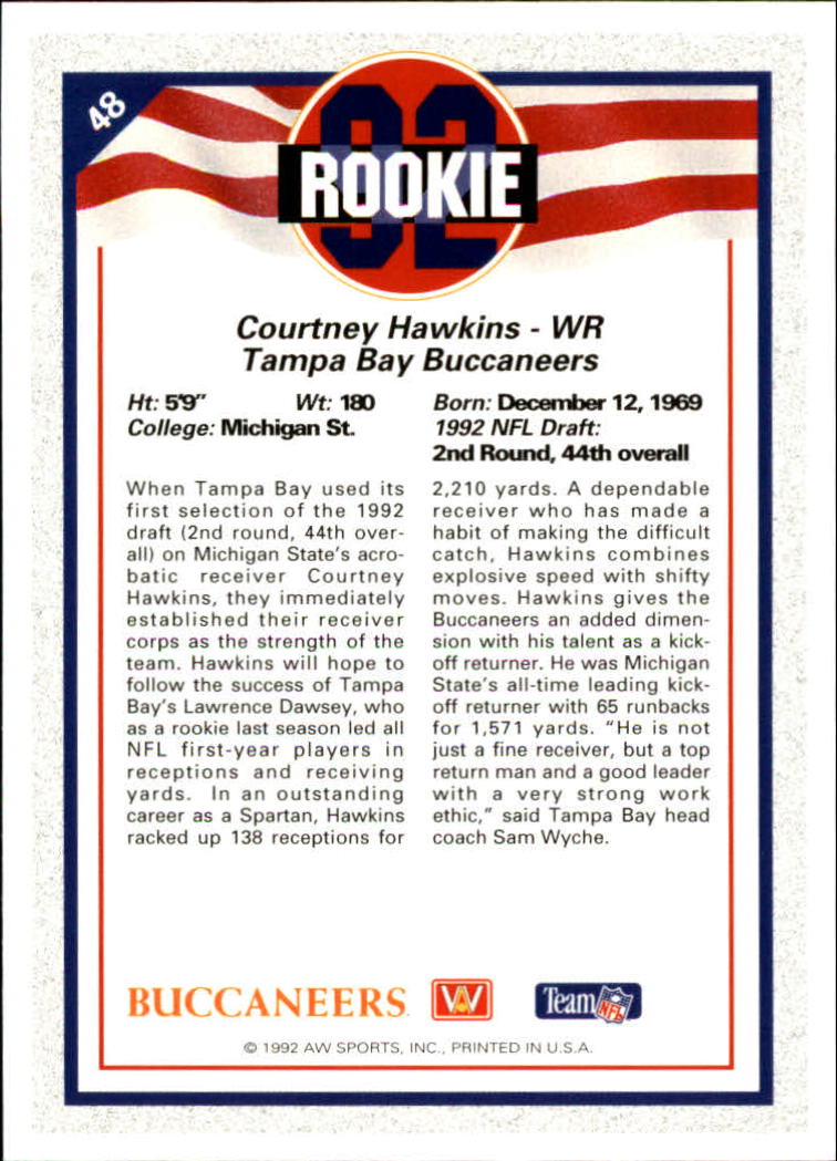1992 All World #48 Courtney Hawkins RC back image