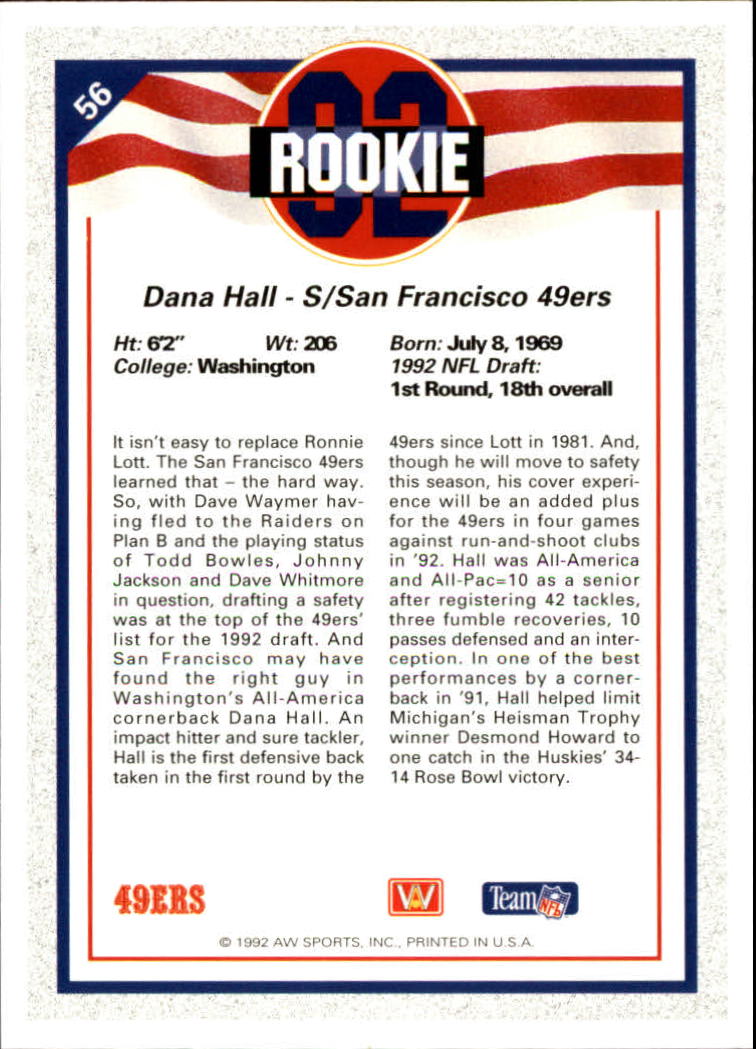 1992 All World #56 Dana Hall RC back image