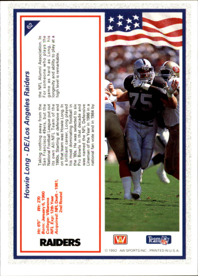 1992 All World #62 Howie Long back image