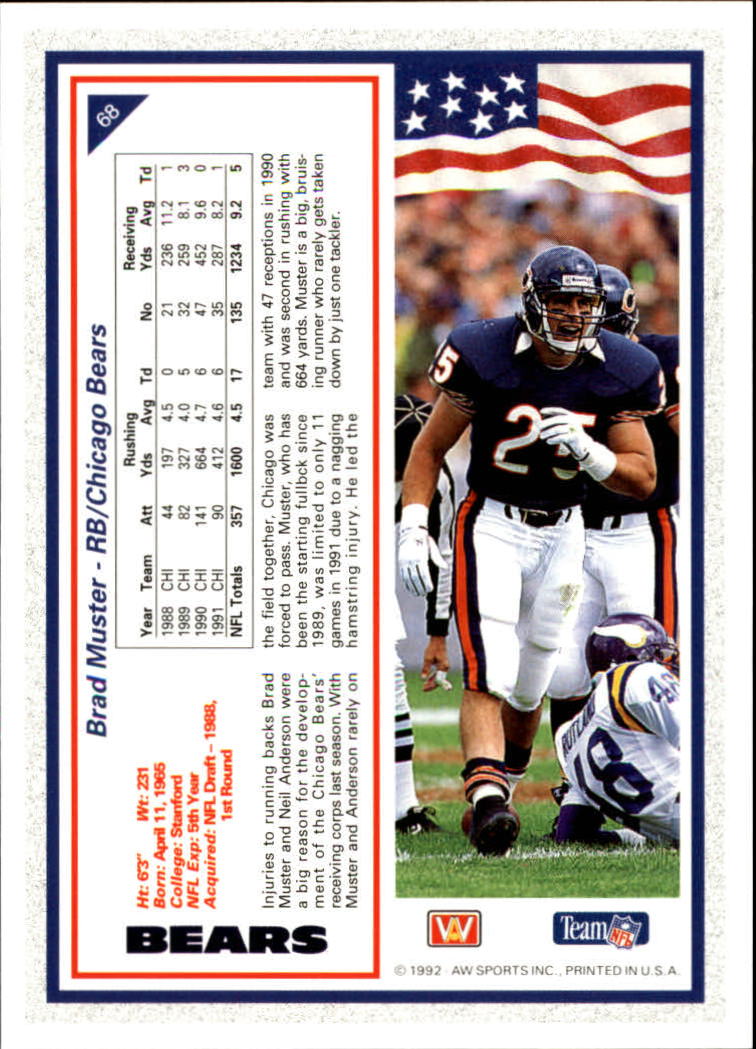 1992 All World #68 Brad Muster back image