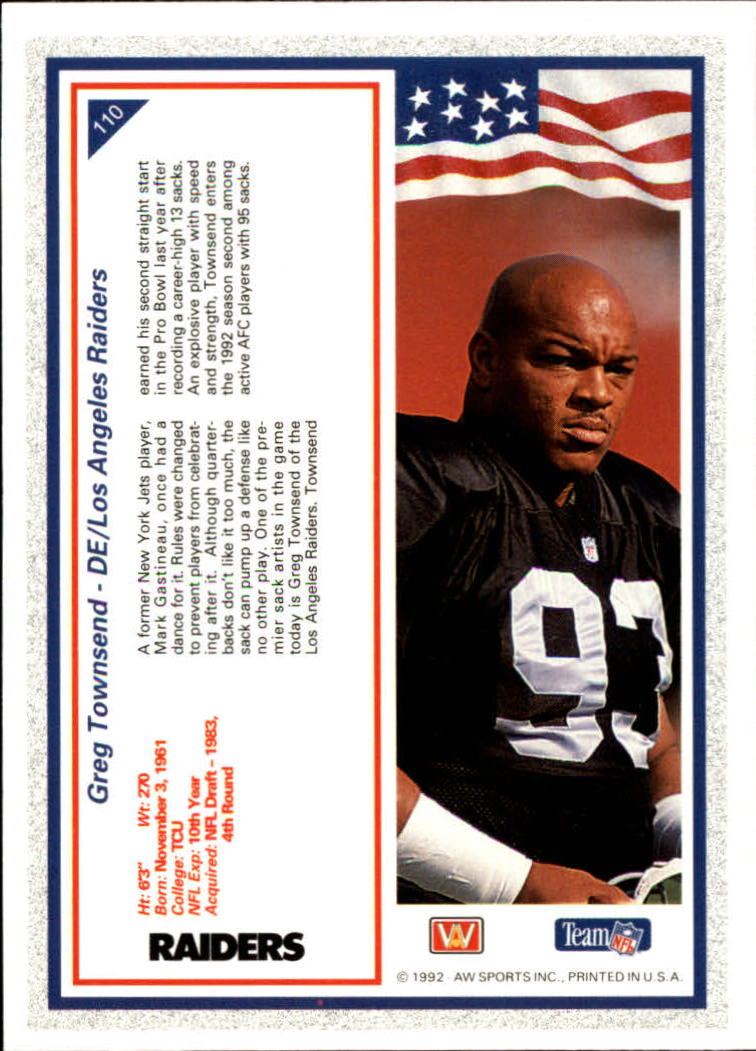 1992 All World #110 Greg Townsend back image