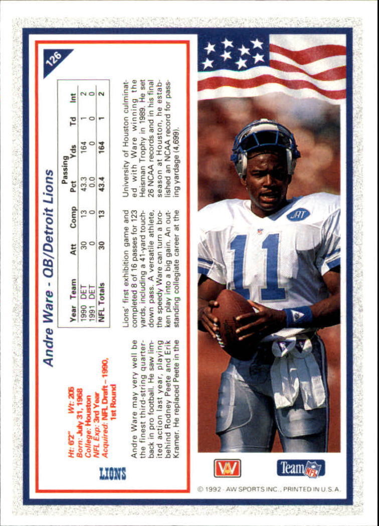 1992 All World #126 Andre Ware back image
