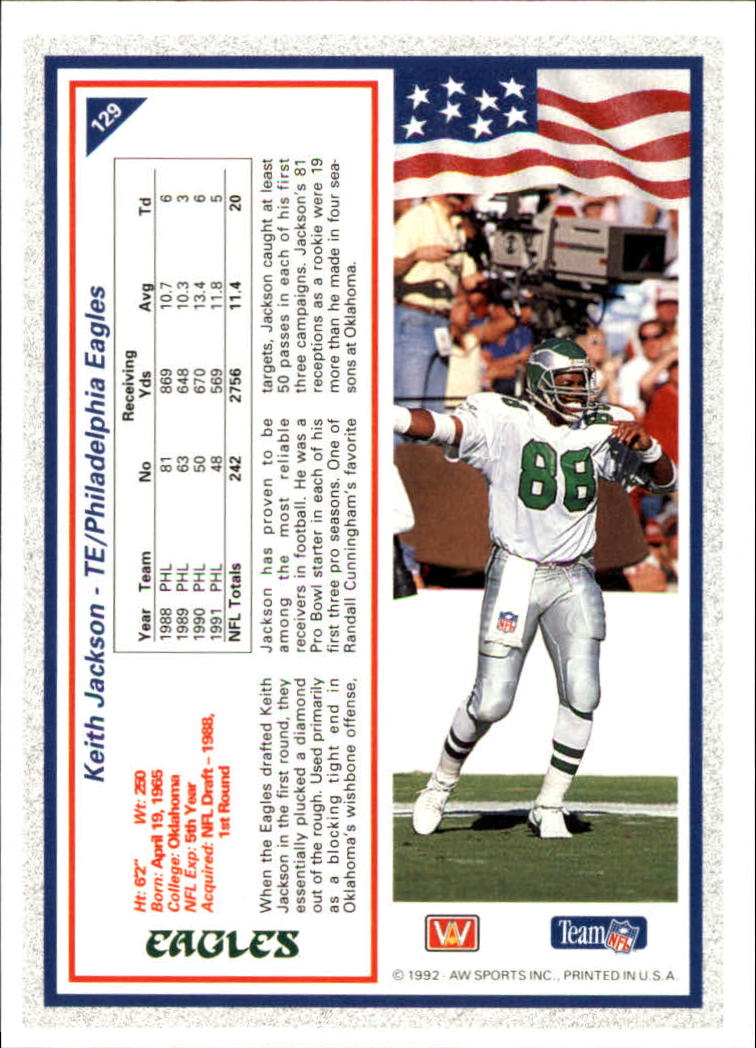 1992 All World #129 Keith Jackson back image