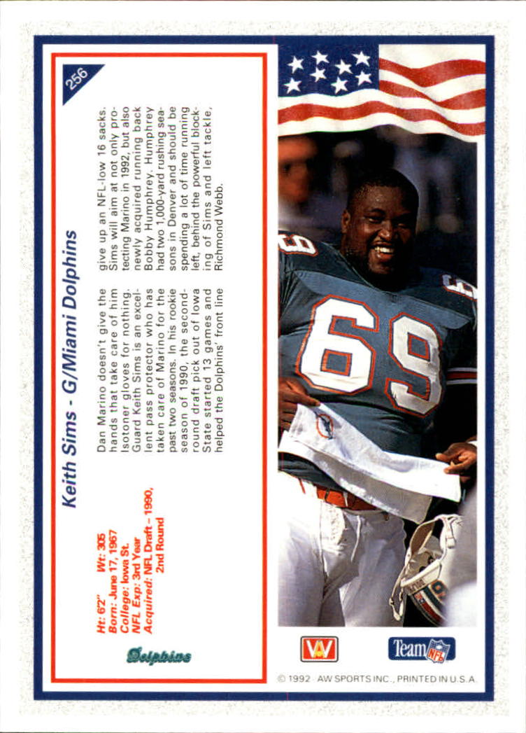 1992 All World #256 Keith Sims back image