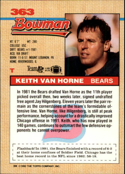 1992 Bowman #363 Keith Van Horne back image