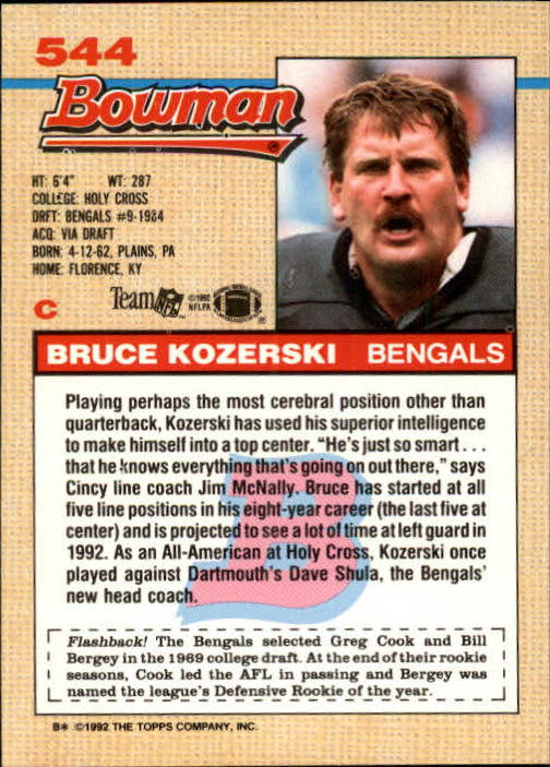 1992 Bowman #544 Bruce Kozerski - NM-MT