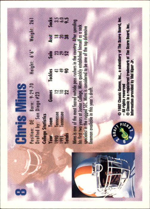 1992 Classic Draft Picks Football "Main Set" Base Cards - Picture 17 of 201