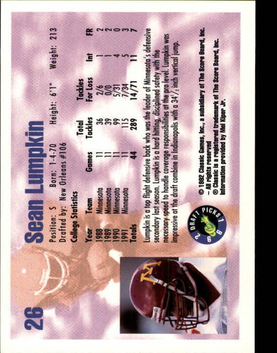 1992 Classic Draft Picks Football "Main Set" Base Cards - Picture 53 of 201