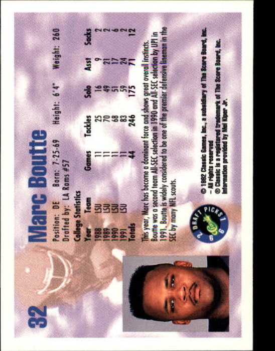 1992 Classic Draft Picks Football "Main Set" Base Cards - Picture 65 of 201