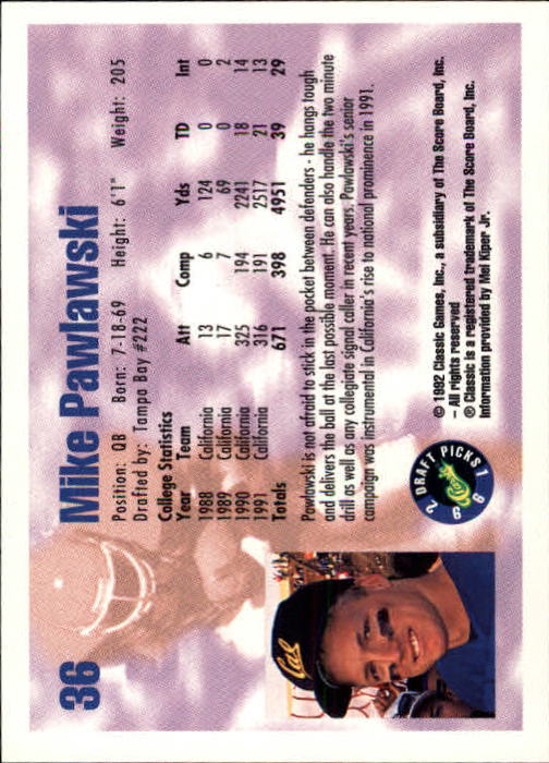 1992 Classic Draft Picks Football "Main Set" Base Cards - Picture 73 of 201