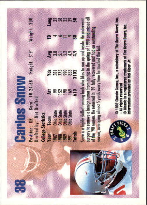 1992 Classic Draft Picks Football "Main Set" Base Cards - Picture 77 of 201