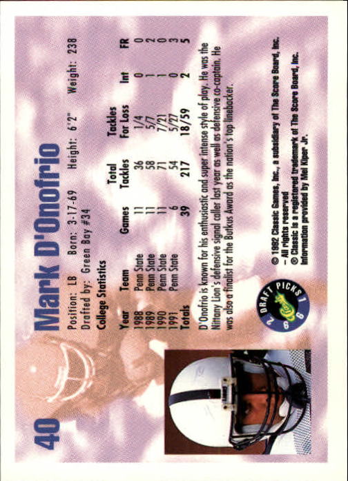 1992 Classic Draft Picks Football "Main Set" Base Cards - Picture 81 of 201