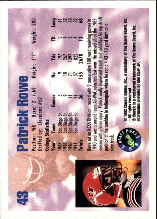 1992 Classic Draft Picks Football "Main Set" Base Cards - Picture 87 of 201