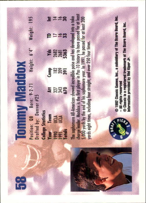 1992 Classic Draft Picks Football "Main Set" Base Cards - Picture 117 of 201