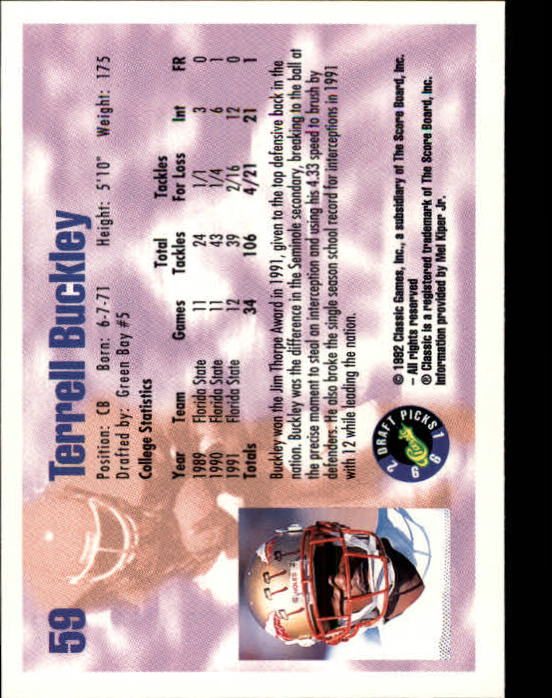 1992 Classic Draft Picks Football "Main Set" Base Cards - Picture 119 of 201