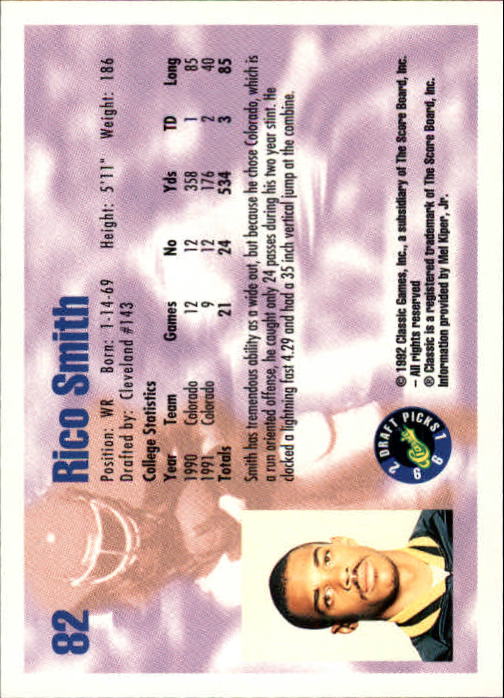 1992 Classic Draft Picks Football "Main Set" Base Cards - Picture 165 of 201