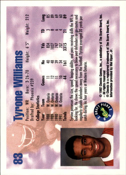 1992 Classic Draft Picks Football "Main Set" Base Cards - Picture 167 of 201
