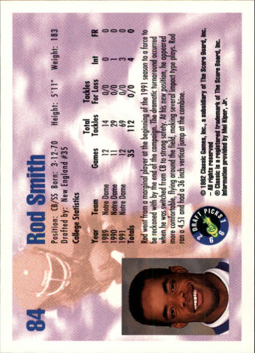 1992 Classic Draft Picks Football "Main Set" Base Cards - Picture 169 of 201