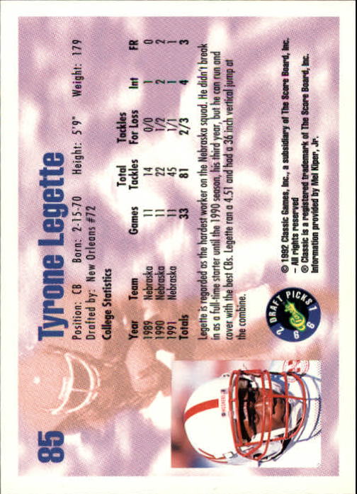 1992 Classic Draft Picks Football "Main Set" Base Cards - Picture 171 of 201