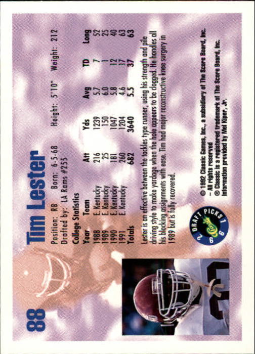 1992 Classic Draft Picks Football "Main Set" Base Cards - Picture 177 of 201