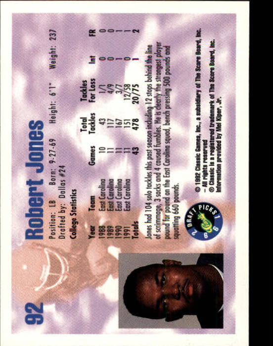 1992 Classic Draft Picks Football "Main Set" Base Cards - Picture 185 of 201