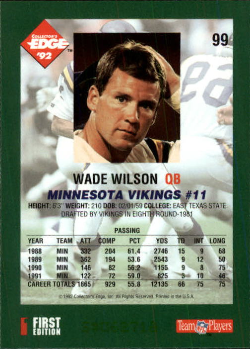 1992 Collector's Edge #99 Wade Wilson back image
