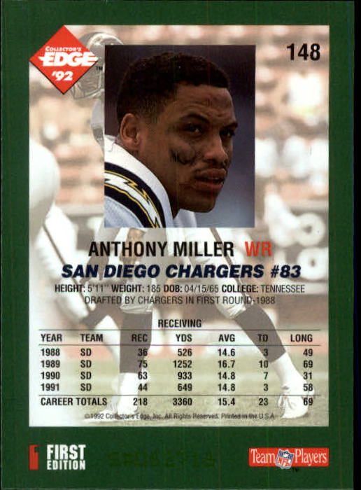 1992 Collector's Edge #148 Anthony Miller back image