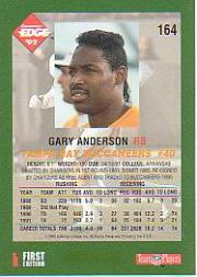 1992 Collector's Edge #164 Gary Anderson RB back image