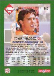 1992 Collector's Edge #186 Tommy Maddox RC back image