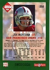1992 Collector's Edge #250 Joe Montana back image