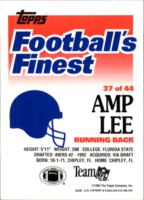 1992 Finest #37 Amp Lee back image