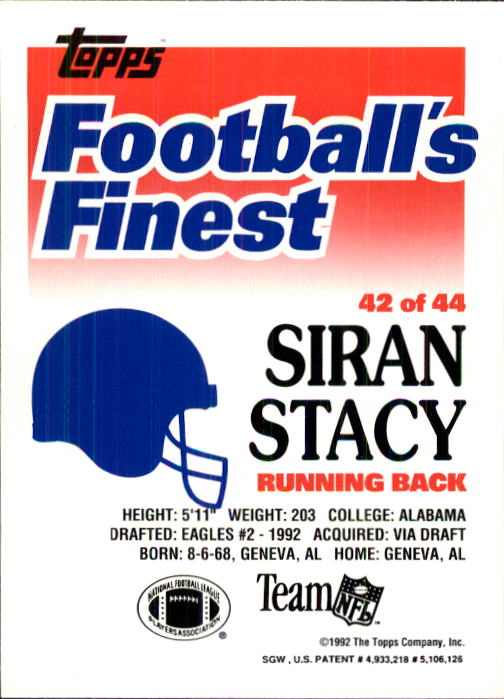 1992 Finest #42 Siran Stacy back image
