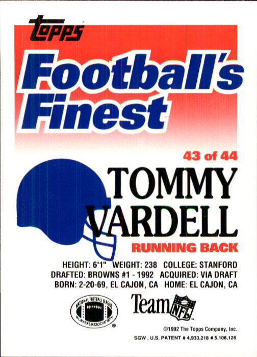 1992 Finest #43 Tommy Vardell back image