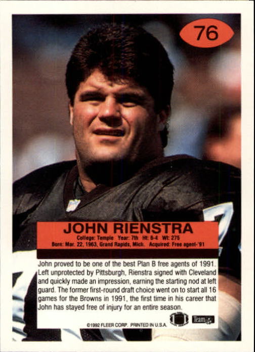 A6106- 1992 Fleer Football Card #s 1-250 +Rookies -You Pick- 15+ FREE US SHIP - Picture 147 of 487