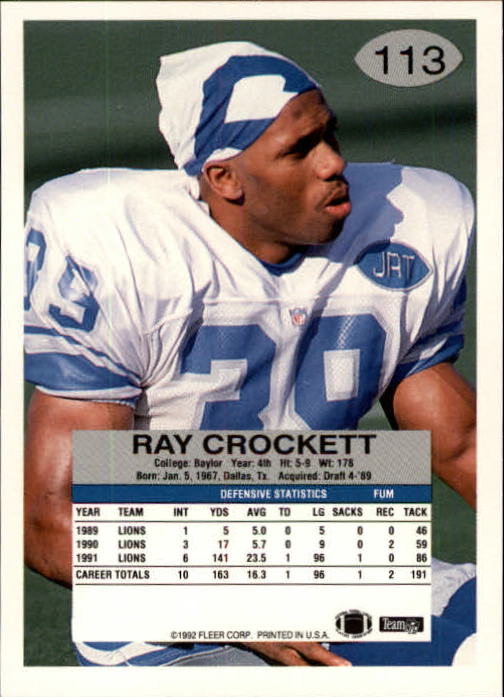 A6106- 1992 Fleer Football Card #s 1-250 +Rookies -You Pick- 15+ FREE US SHIP - Picture 219 of 487