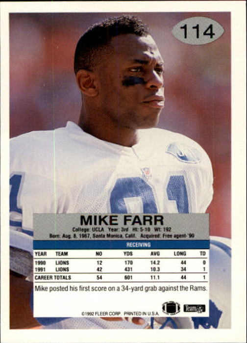 A6106- 1992 Fleer Football Card #s 1-250 +Rookies -You Pick- 15+ FREE US SHIP - Picture 221 of 487