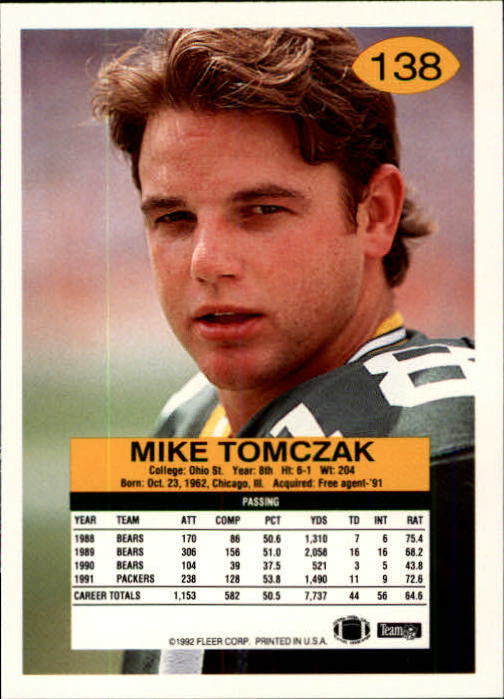 A6106- 1992 Fleer Football Card #s 1-250 +Rookies -You Pick- 15+ FREE US SHIP - Picture 267 of 487