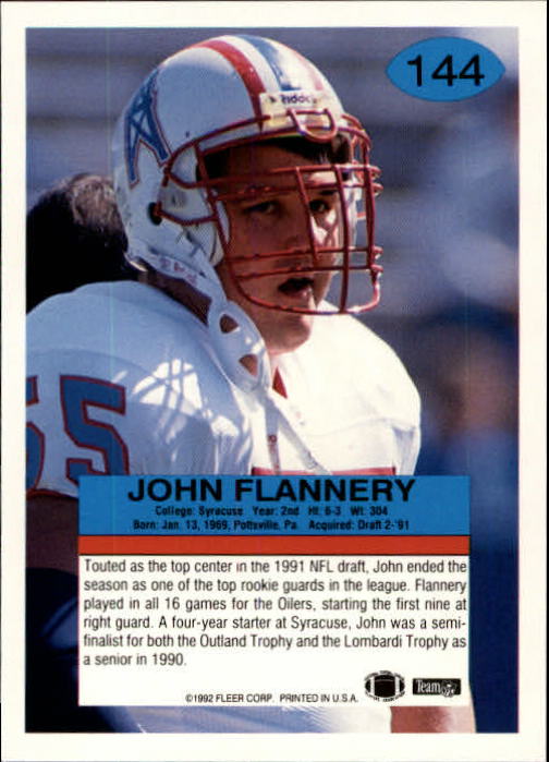 1992 Fleer #144 John Flannery back image