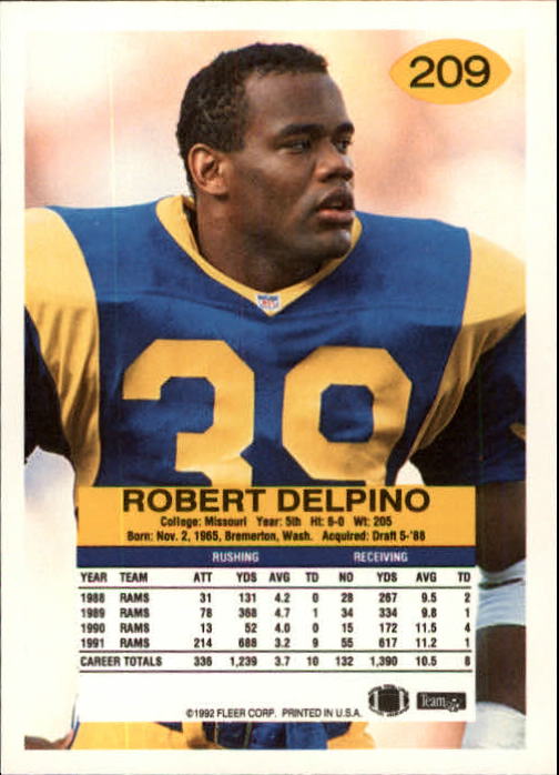 A6106- 1992 Fleer Football Card #s 1-250 +Rookies -You Pick- 15+ FREE US SHIP - Picture 409 of 487