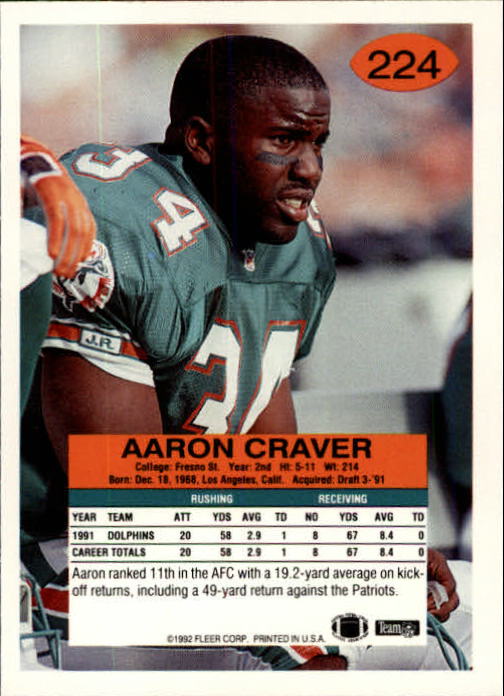 A6106- 1992 Fleer Football Card #s 1-250 +Rookies -You Pick- 15+ FREE US SHIP - Picture 439 of 487