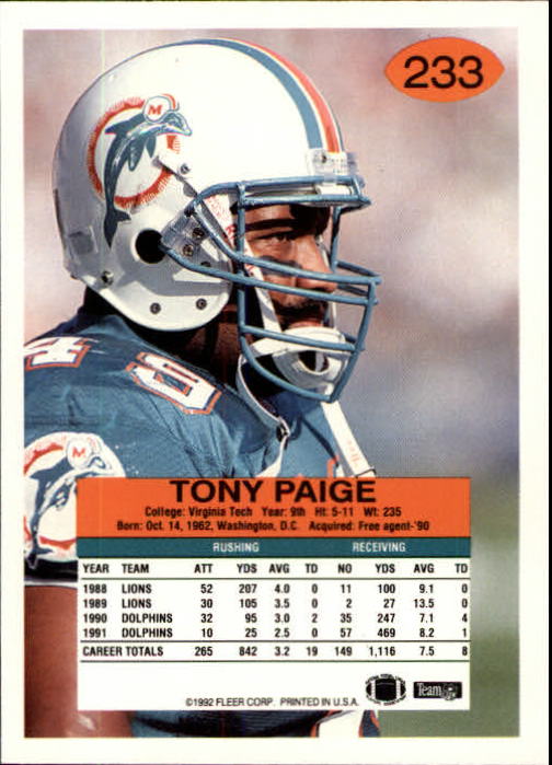 A6106- 1992 Fleer Football Card #s 1-250 +Rookies -You Pick- 15+ FREE US SHIP - Picture 455 of 487