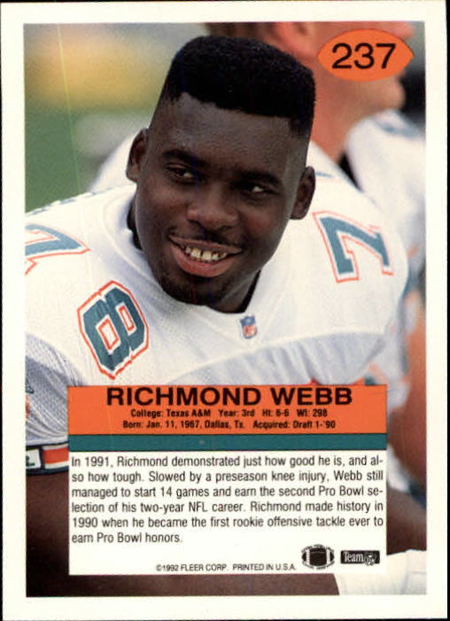 A6106- 1992 Fleer Football Card #s 1-250 +Rookies -You Pick- 15+ FREE US SHIP - Picture 463 of 487