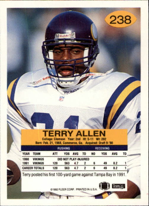 A6106- 1992 Fleer Football Card #s 1-250 +Rookies -You Pick- 15+ FREE US SHIP - Picture 465 of 487