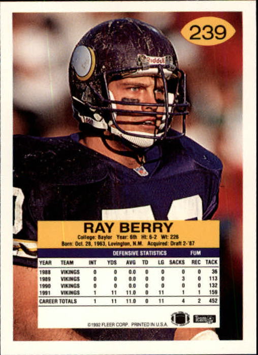 A6106- 1992 Fleer Football Card #s 1-250 +Rookies -You Pick- 15+ FREE US SHIP - Picture 467 of 487