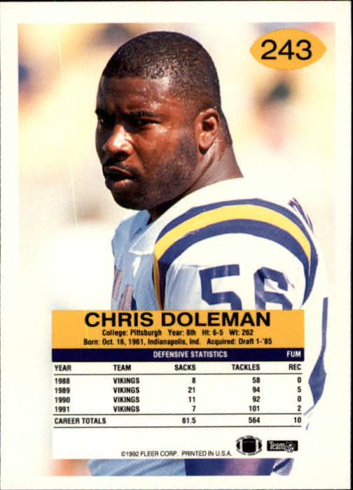 A6106- 1992 Fleer Football Card #s 1-250 +Rookies -You Pick- 15+ FREE US SHIP - Picture 473 of 487