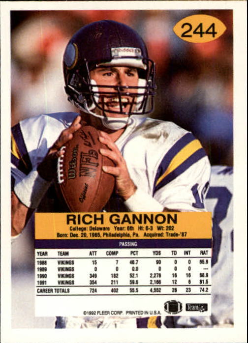 A6106- 1992 Fleer Football Card #s 1-250 +Rookies -You Pick- 15+ FREE US SHIP - Picture 475 of 487